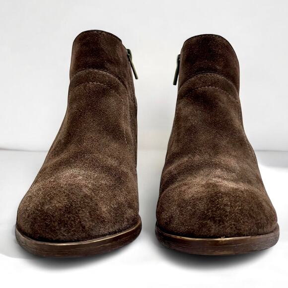 Lucky Brand Brolley Suede Genuine Leather Western Ankle Boots Booties 7 W Wide - Picture 2 of 11